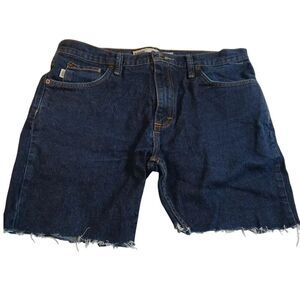 Vans Off The Wall Dark Blue Cut Off Jean Shorts - 34 Waist